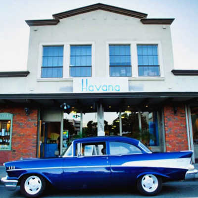 Blue 1957 Chevy in front of Havana Restaurant, Walnut Creek, CA