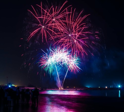 fireworks over the water