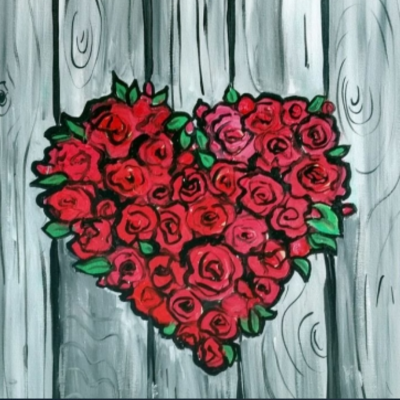 PAINT NITE "RED ROSES NATURE HEART"