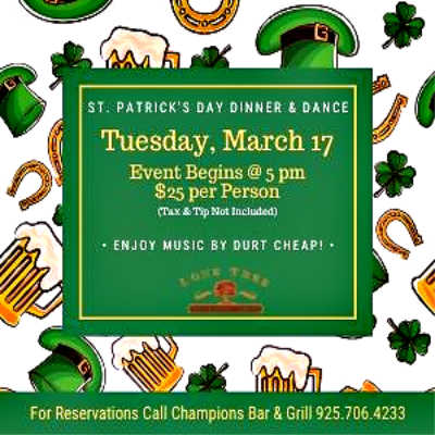 St. Patrick's Day Favorites Lunch & Dinner