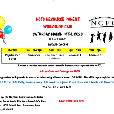 Northern California Family Center Resource Family Workshop Fair