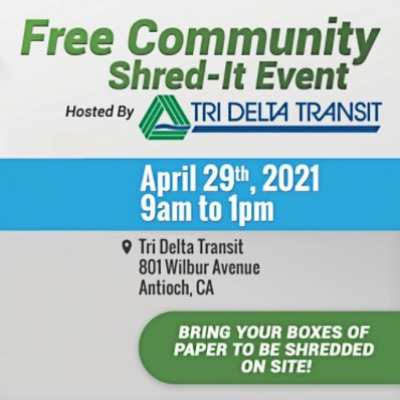 Free Community Shred-It Event hosted by Tri Delta Transit