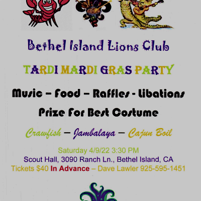 Bethel Island Lions Club - Tardi Mardi Gras Party