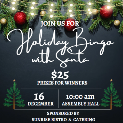 All Ages Holiday Bingo with Santa!