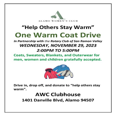 One Warm Coat Drive - drive in and drop off donations