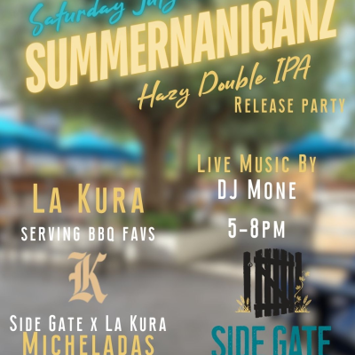 Pint Pours of Hazy Double IPA at Side Gate Brewery's Summernaniganz