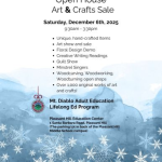 Annual Open House Arts & Crafts Sale, Saturday, December 6th 2025